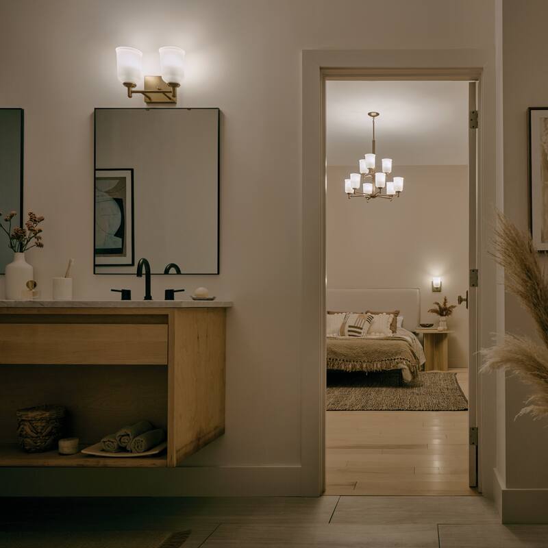 Kichler Lighting Shailene 12.5 in. 2-Light Natural Brass Vanity Light - 12.5 in