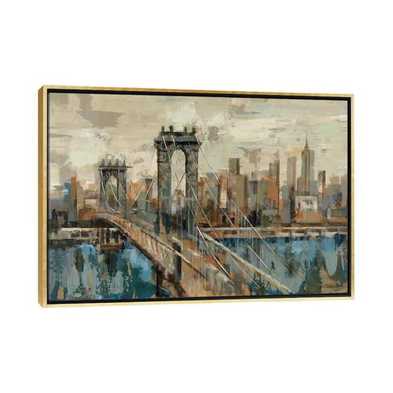 iCanvas "New York View" by Silvia Vassileva Framed Canvas Print - Gold - 32x48