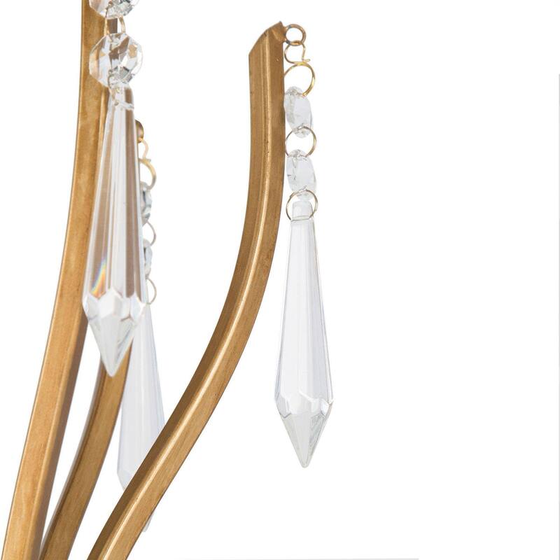 Modern Farmhouse Crystal 6-Light Chandelier Gold Wheel Light for Dining Living Room - Dia. 24" x H 21"