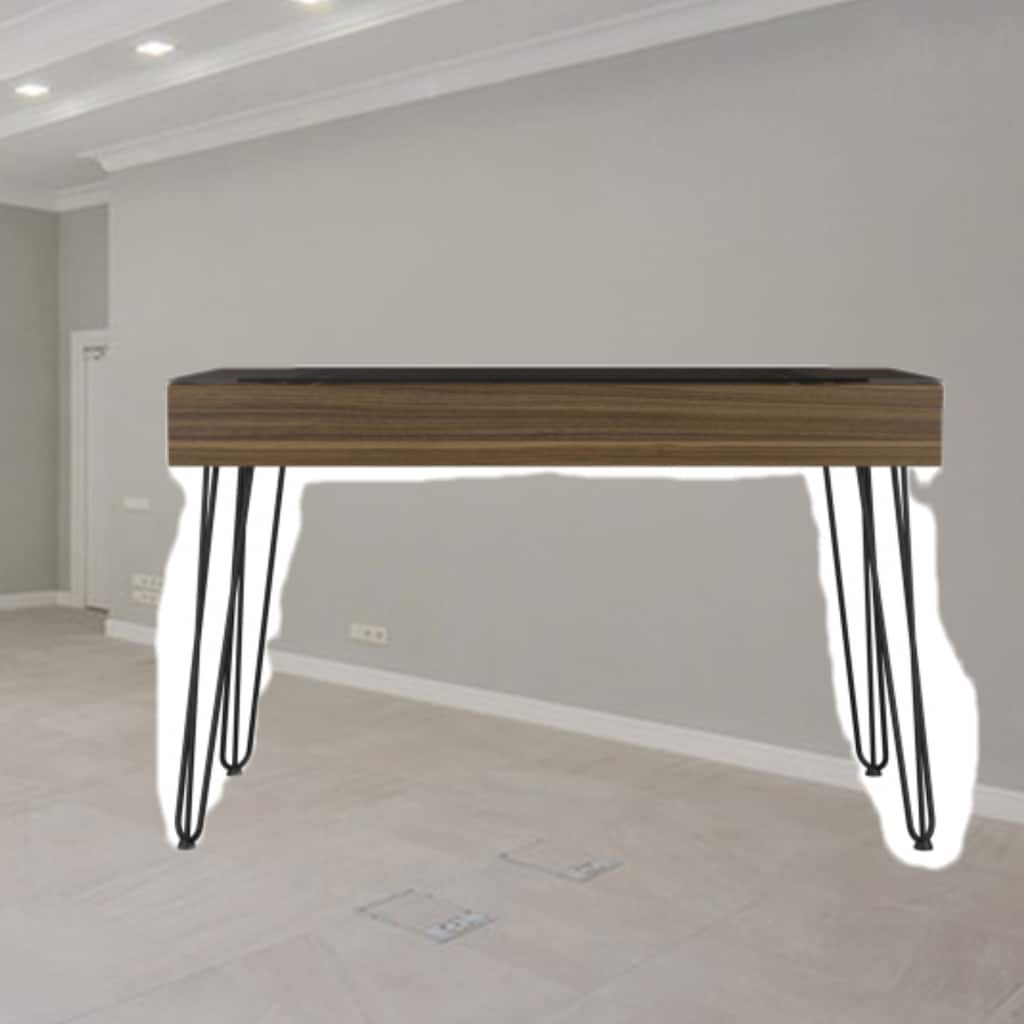 Modern Industrial Computer Desk with Glass Top, One Drawer, and Metal Legs for Stylish Home Office Setup