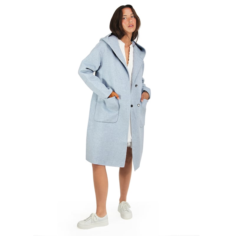 Walk This Way Wool Blend Oversized Coat - XS - Light Blue
