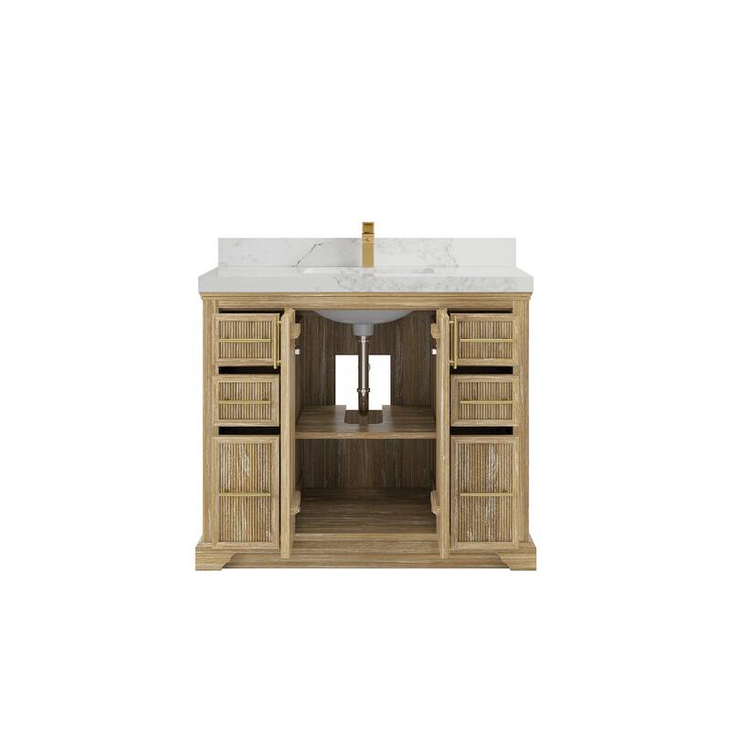 Willow Collections 42 x 22 Alys Solid Teak Wood Single Sink Bathroom Vanity with Quartz or Marble Countertop