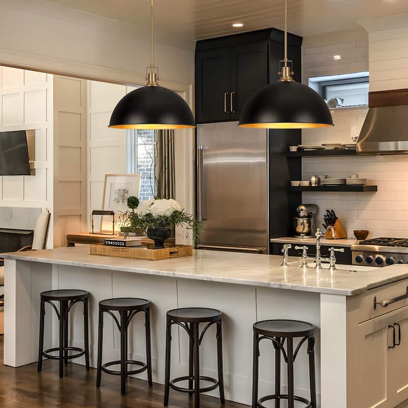 Modern Industrial 1-Light Dome Metal Pendant Light for Kitchen Island