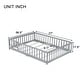 preview thumbnail 41 of 43, White Full Size Wooden Floor Bed with Fence & Door, Rubber, Safety Guardrails