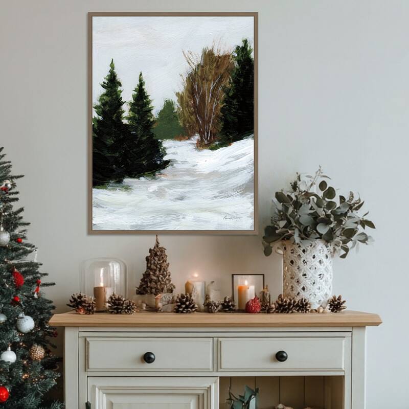 Winter on Grand Mesa by Pamela Munger Framed Canvas Wall Art Print - Sylvie Dark Gold