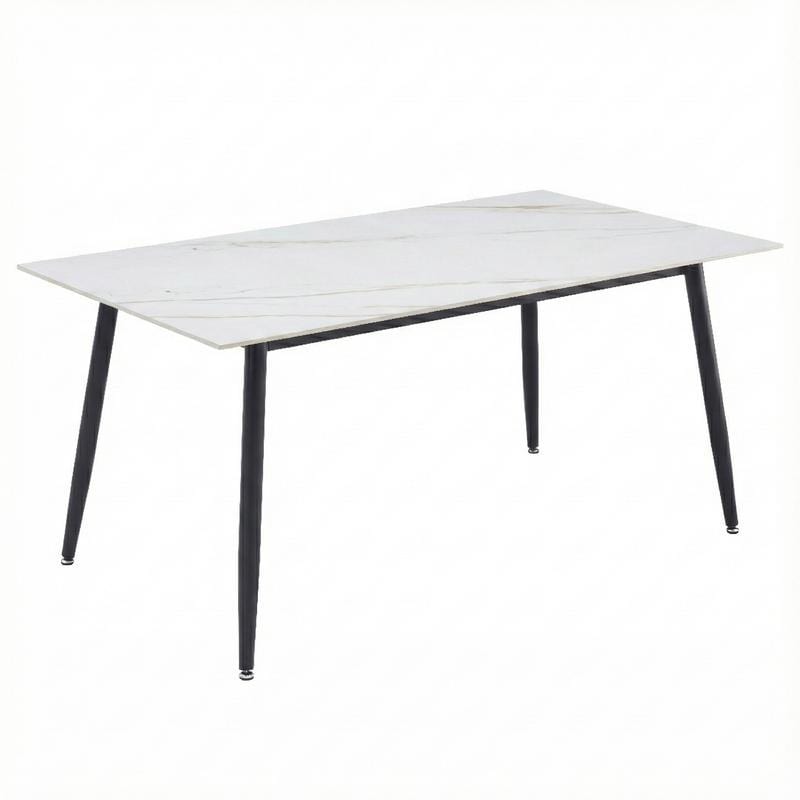 Zayle Series Modern Rectangular Dining Table 55"-71" with Glass or Sintered Stone Top and Powder-Coated Steel Base