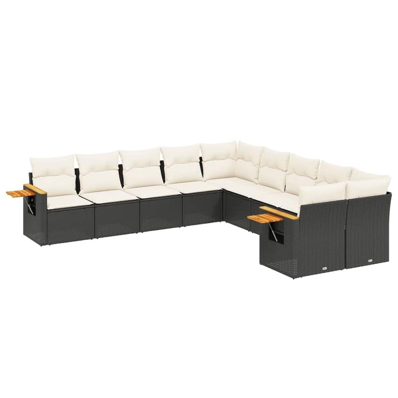 vidaXL Patio Sofa Set with Cushions Outdoor Conversation Furniture Poly Rattan - 24.4 x 33.5 x 27.2 in