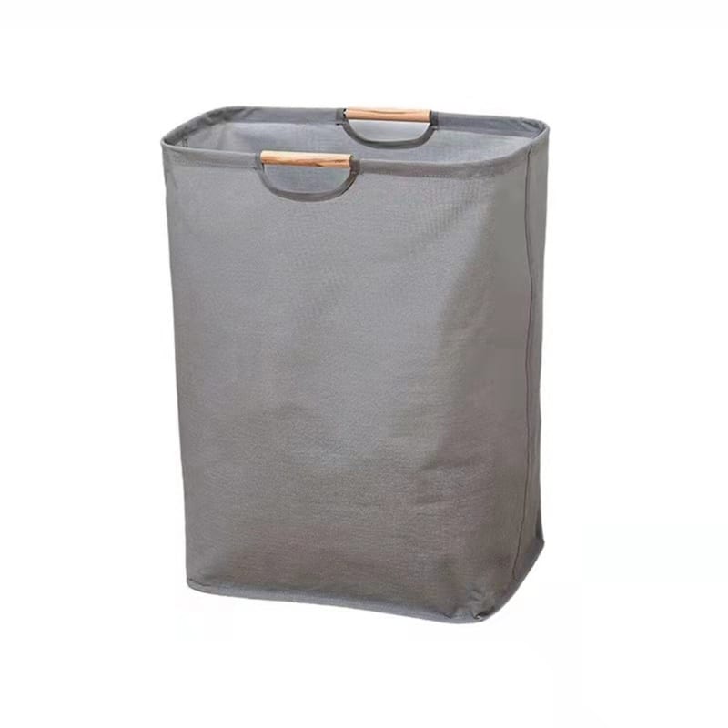 Gray Wardrobe Storage Basket - Large Capacity Freestanding Laundry Organizer with Handles - Grey