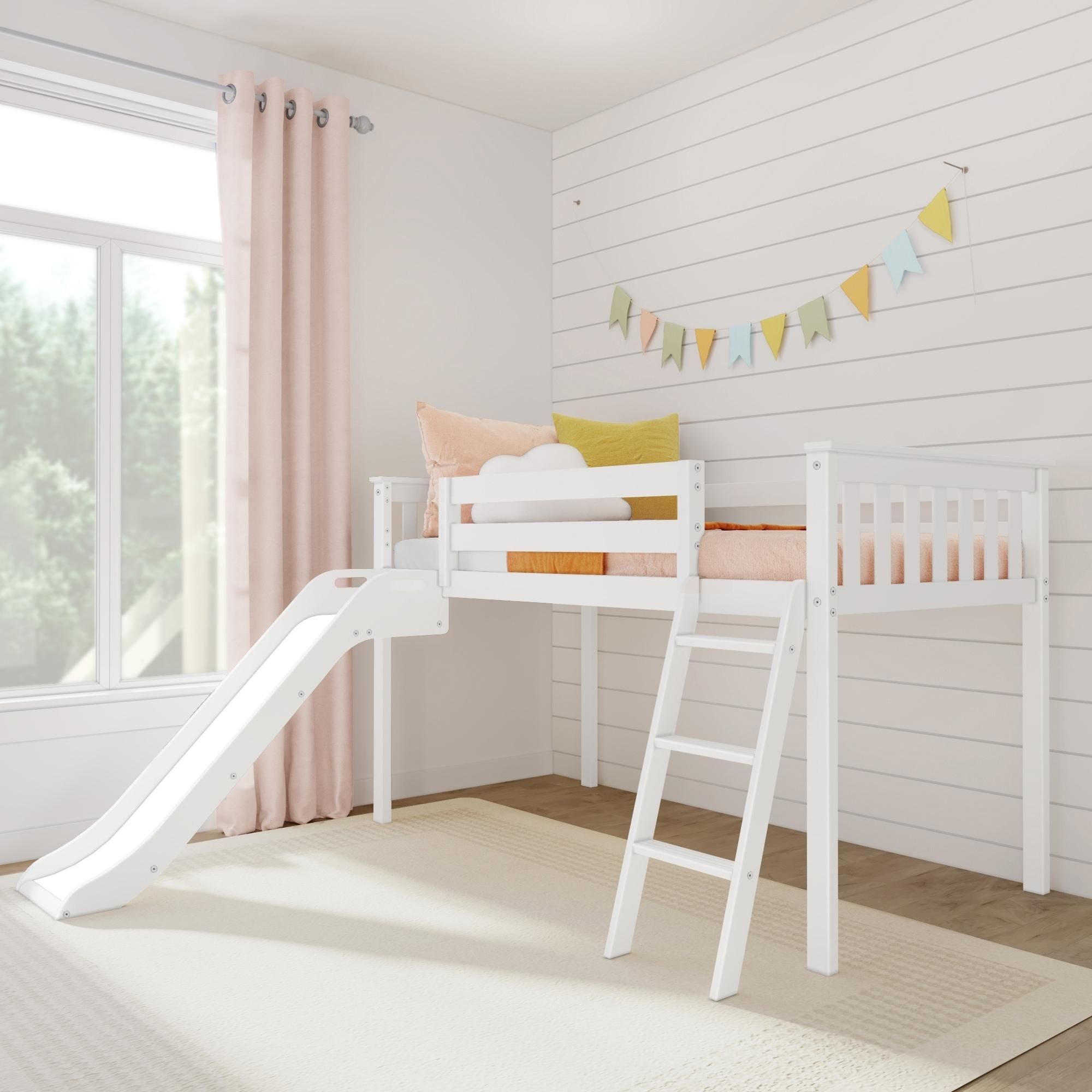 Max & Lily Twin Low Loft Bed with Slide and Ladder