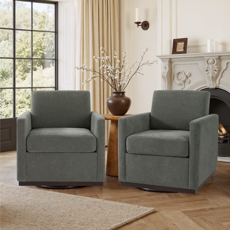 Set of 2 Modern Swivel Accent Armchairs Upholstered Arm Chairs