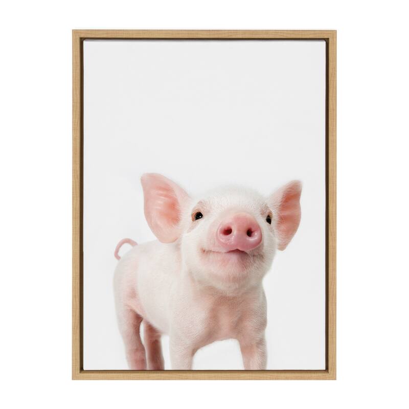 Sylvie Baby Piglet Animal Print Framed Canvas Wall Art by Amy Peterson