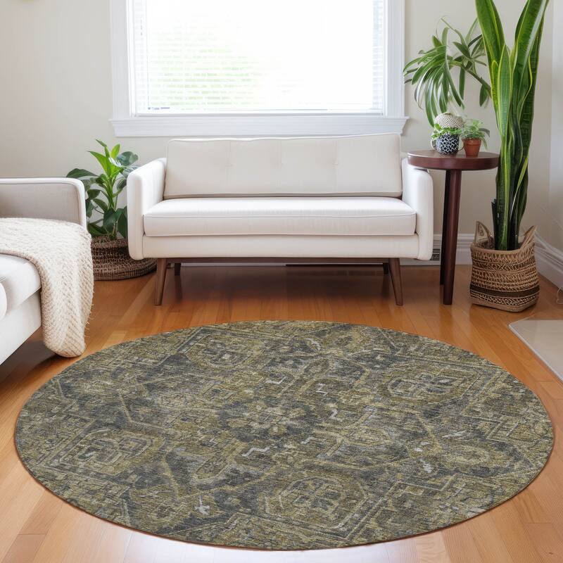 Machine Washable Indoor/ Outdoor Traditional Persian Chantille Rug - Chocolate - 8' x 8'