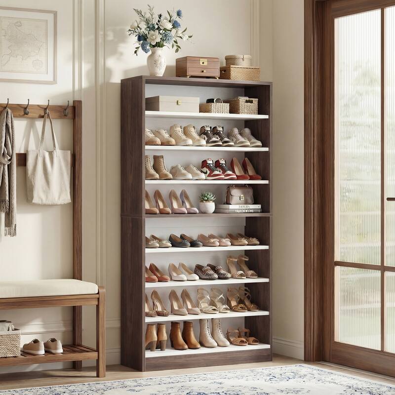 Cimly 45 Pairs Tall Shoe Cabinet, 9-Tier Wooden Shoe Storage Organizer with Adjustable Shelves