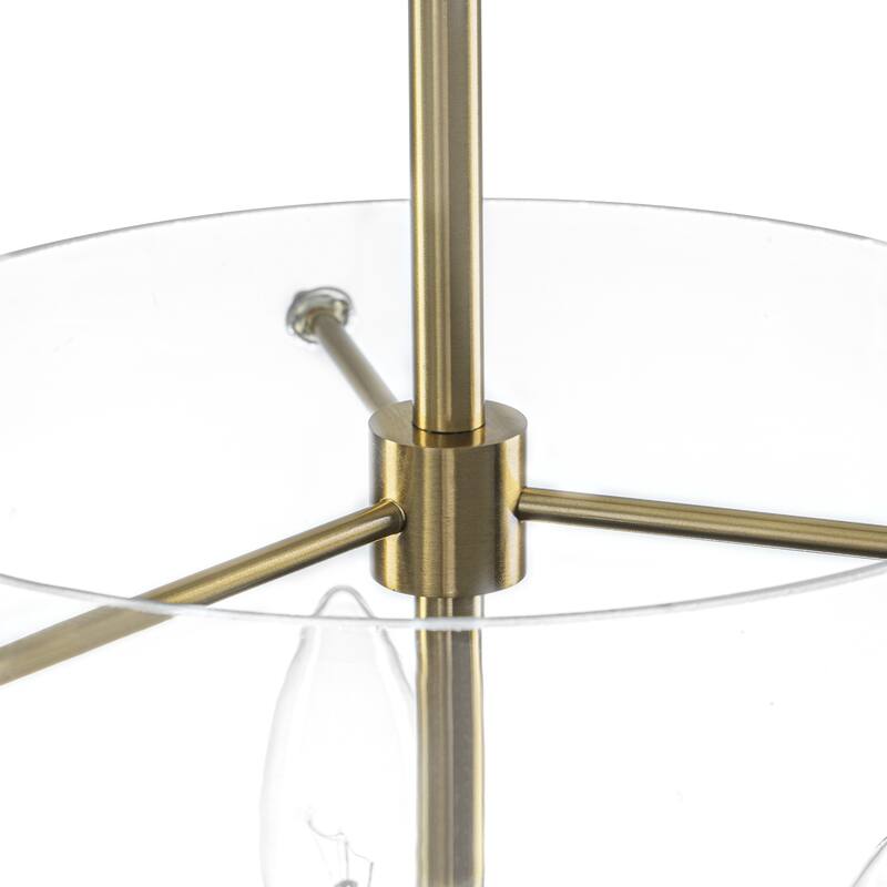 14.21" 3-Light Modern Gold Pendant Chandelier with Clear Glass Shades - Dia.14-in