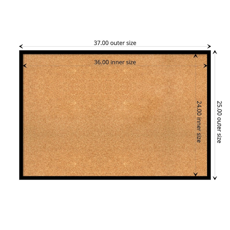 Black Gallery Deep Wood Framed Natural Corkboard Bulletin Board - Board Size 36x24