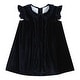 preview thumbnail 1 of 2, Navy Blue Velvet Flutter Sleeve Dress