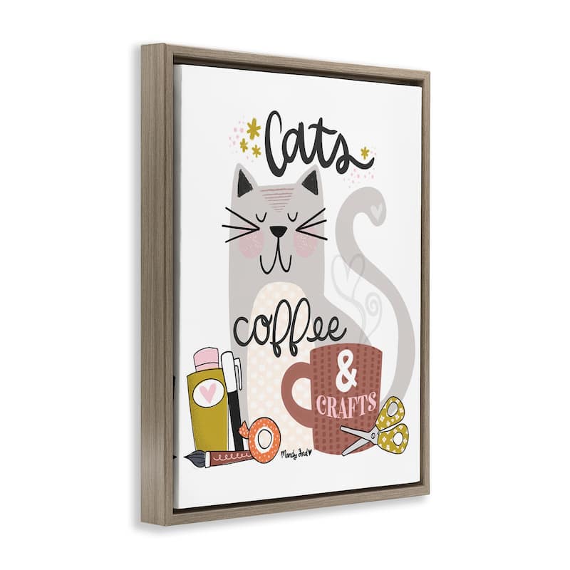 Stupell Cats Coffee & Crafts Framed Floater Canvas Wall Art Design By Mandy Ford Art + Illustration