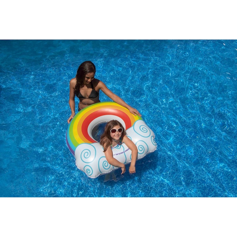 46" Inflatable Rainbow Cloud Ring Swimming Pool Float