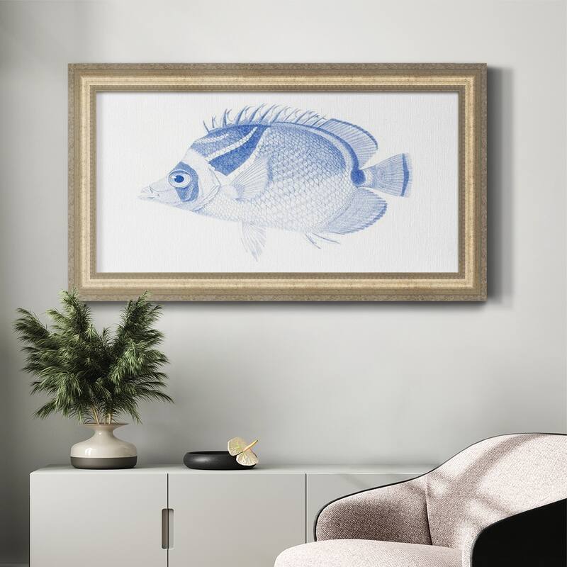Blue & White Tropical Fish IV Premium Framed Canvas- Ready to Hang