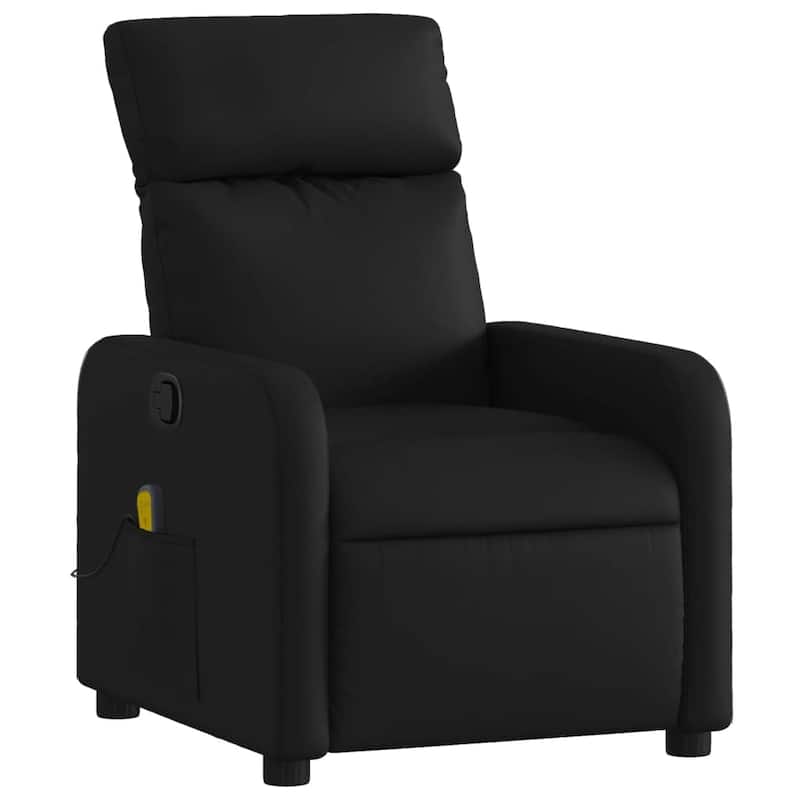 vidaXL Massage Recliner Chair Black Faux leather Single - 35.2 x 26.0 x 37.6