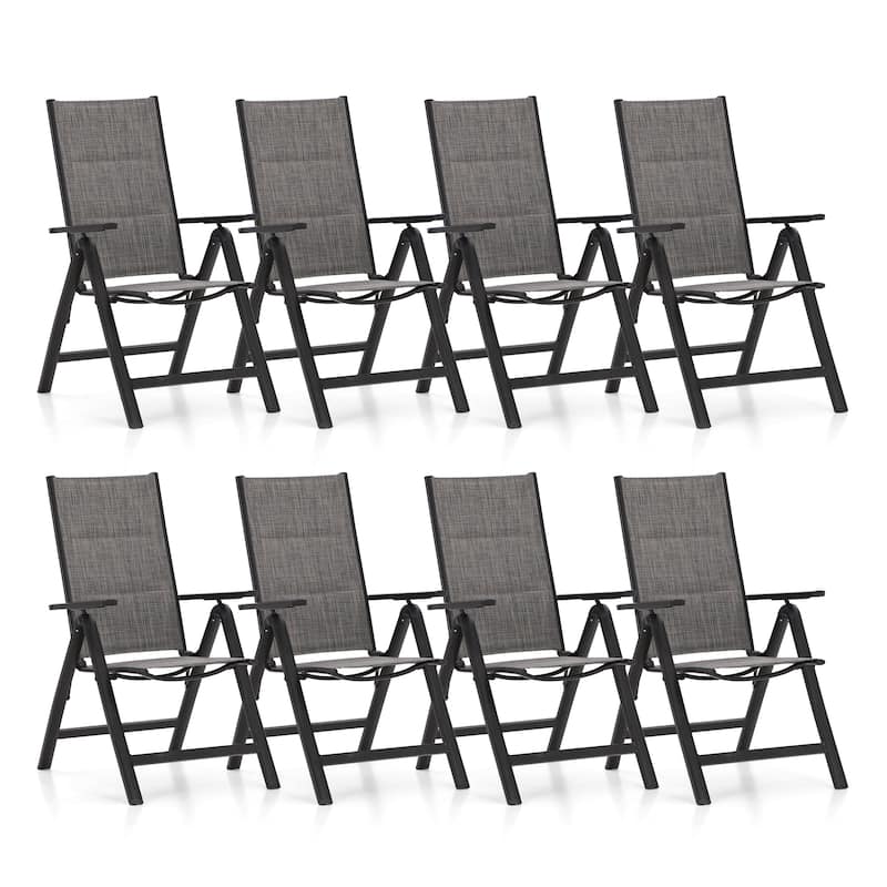 Set of 2/4/6/8 Foldable & 7-Angle Adjustable Padded Patio Dining Chairs - 8-Piece