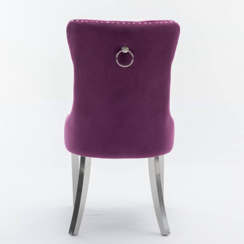High-end Tufted Solid Wood Contemporary Velvet Upholstered Dining Chair with Chrome Stainless Steel Plating Legs