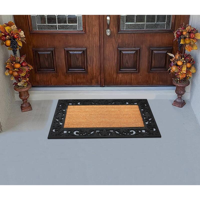 A1HC Rubber/ Coir Brush Welcome Doormat 23" X 38", Mesh Border