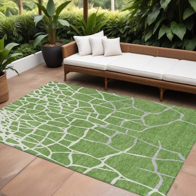 HomeRoots Abstract Transitional Rectangle Outdoor Rug