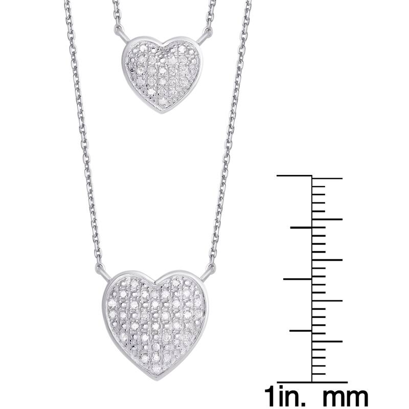 Victoria Townsend .925 Sterling Silver 1/4ct Diamond Double Heart Two Tier Necklace