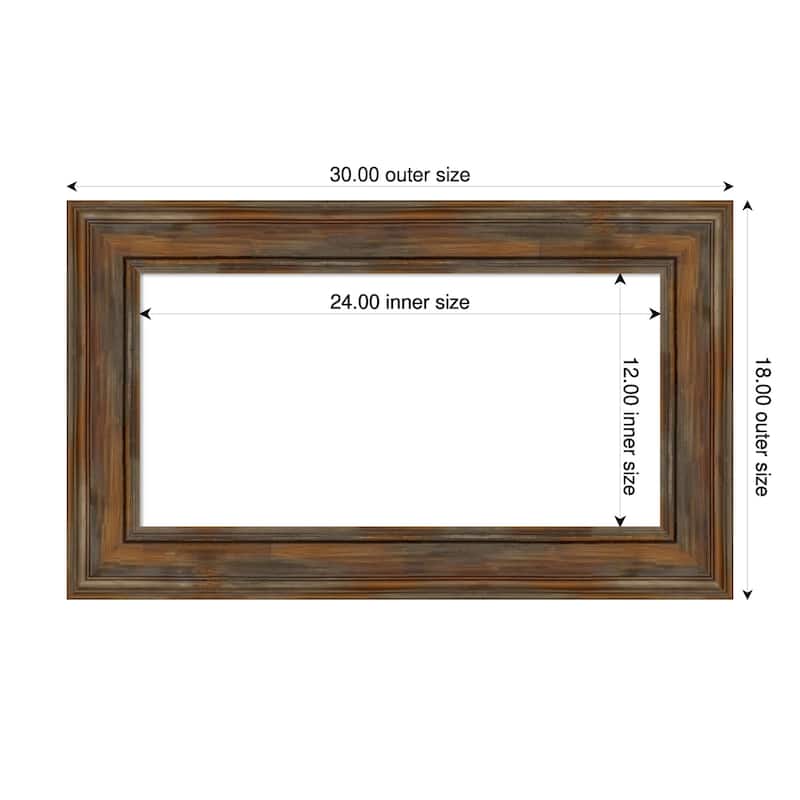 Amanti Art Alexandria Greywash Framed Dry Erase Magnetic Board - 30 x 18 in - Alexandria Rustic Brown