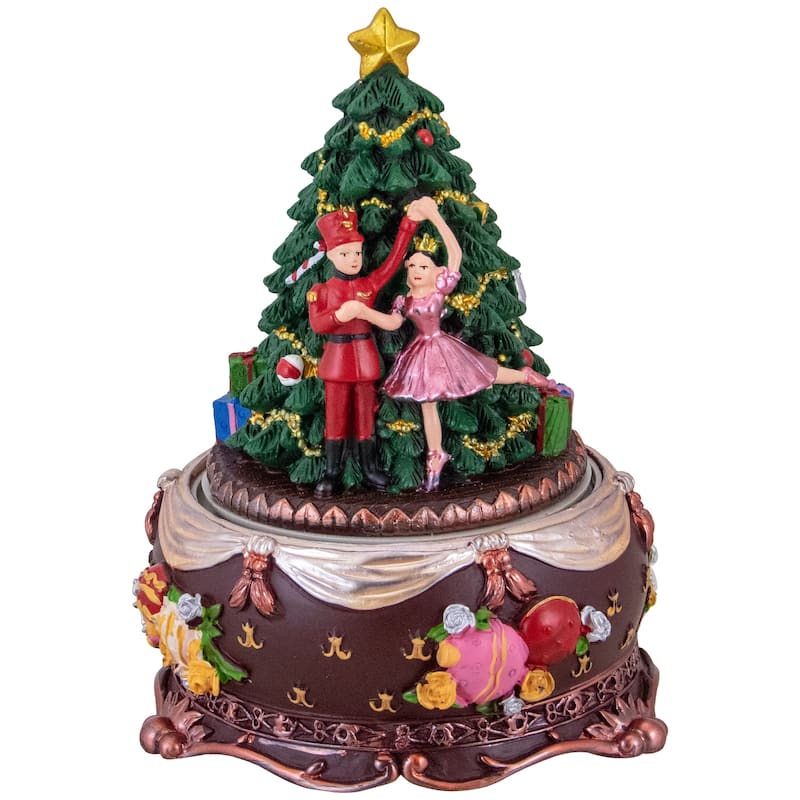 Musical Nutcracker and Ballerina Christmas Decoration - 6.25"