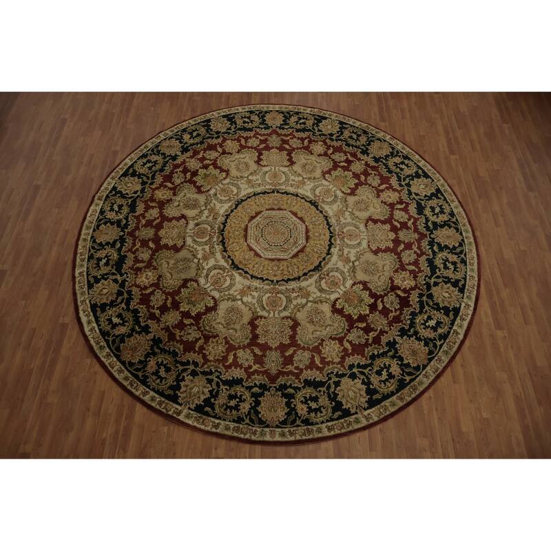 Hand Knotted Oriental 100% Wool Carpet Traditional Floral Beige & Ivories Agra Area Rug - 12' 1'' X 11' 10''