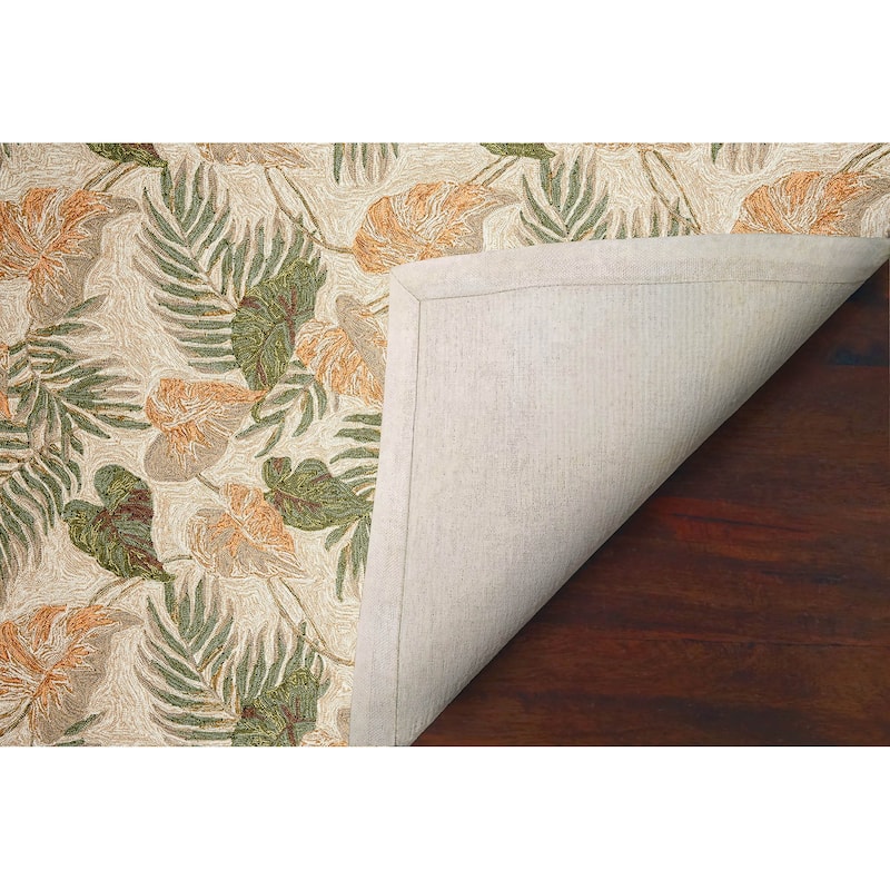 Liora Manne Ravella Tropical Leaf Indoor/Outdoor Rug Neutral