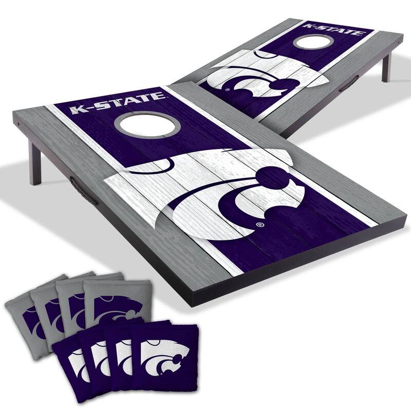 Kansas State Wildcats NCAA Compact 2x3 Tailgate Cornhole Board Set - Include Team Bags + LED Lights