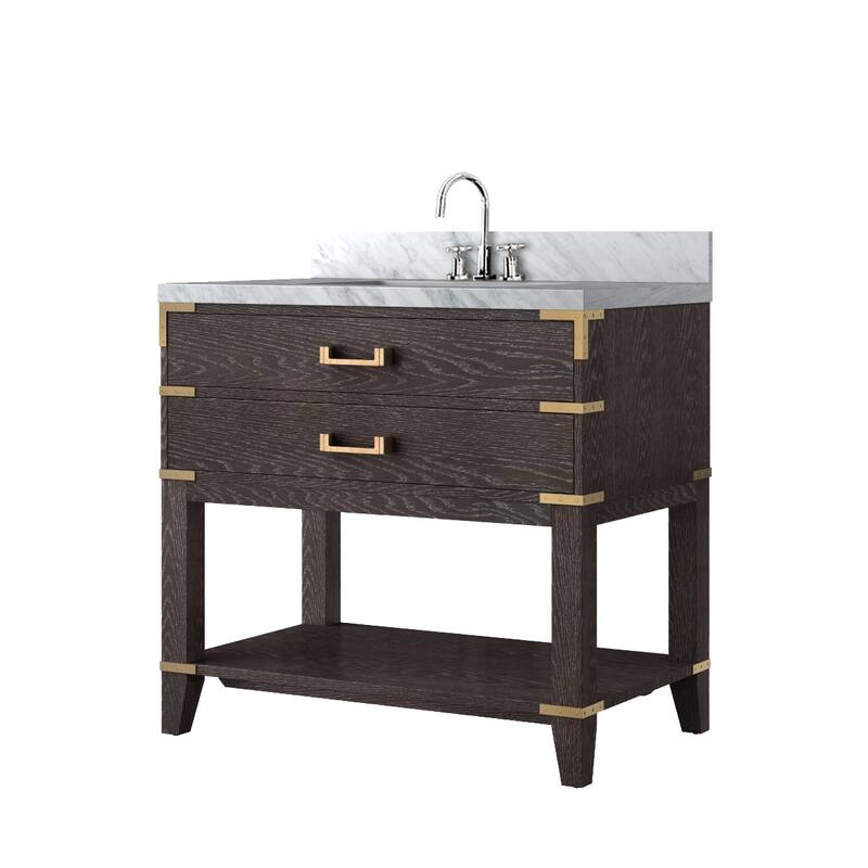 Norwalk Bath Vanity Carrara Marble Top, Sink and Faucet