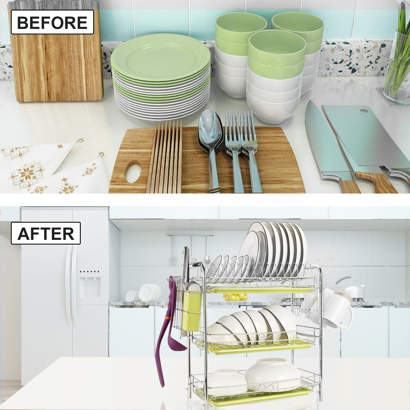 Dish Drying Rack for Compact Dish Drainer with Drainboard, White - On Sale  - Bed Bath & Beyond - 37477749