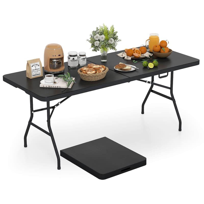 Costway 6' Folding Table Portable Plastic Indoor Outdoor Picnic Party - Black