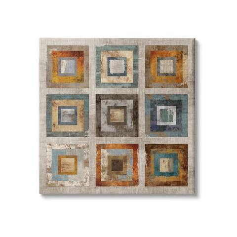 Stupell Industries Layered Square Collage Industrial Rust Tones Abstract Shapes Canvas Wall Art - Orange
