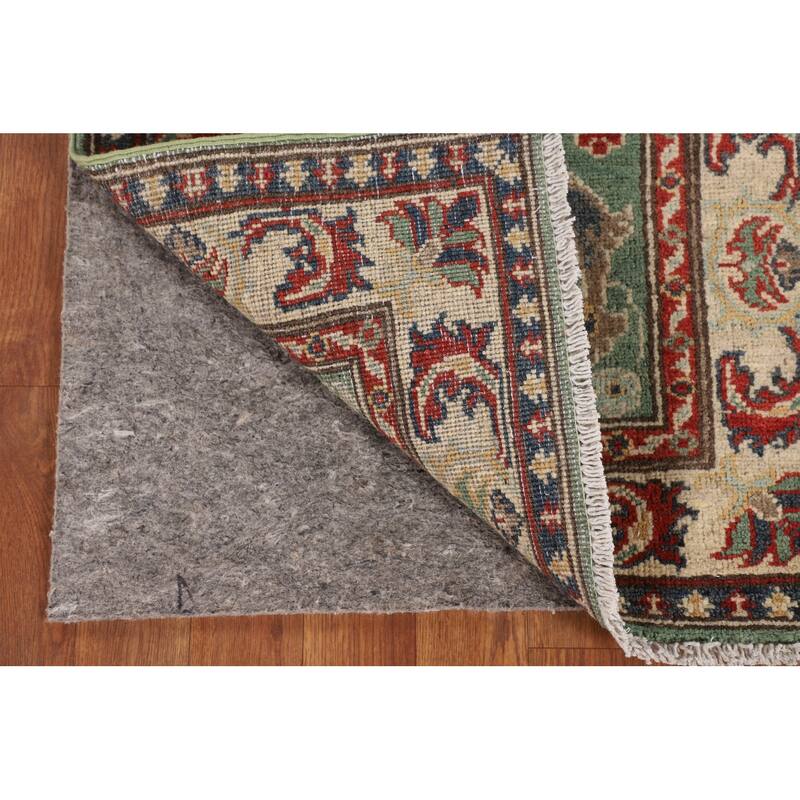 Light Green Kazak Runner Rug Handmade Oriental Wool Carpet - 2'1" x 5'11"