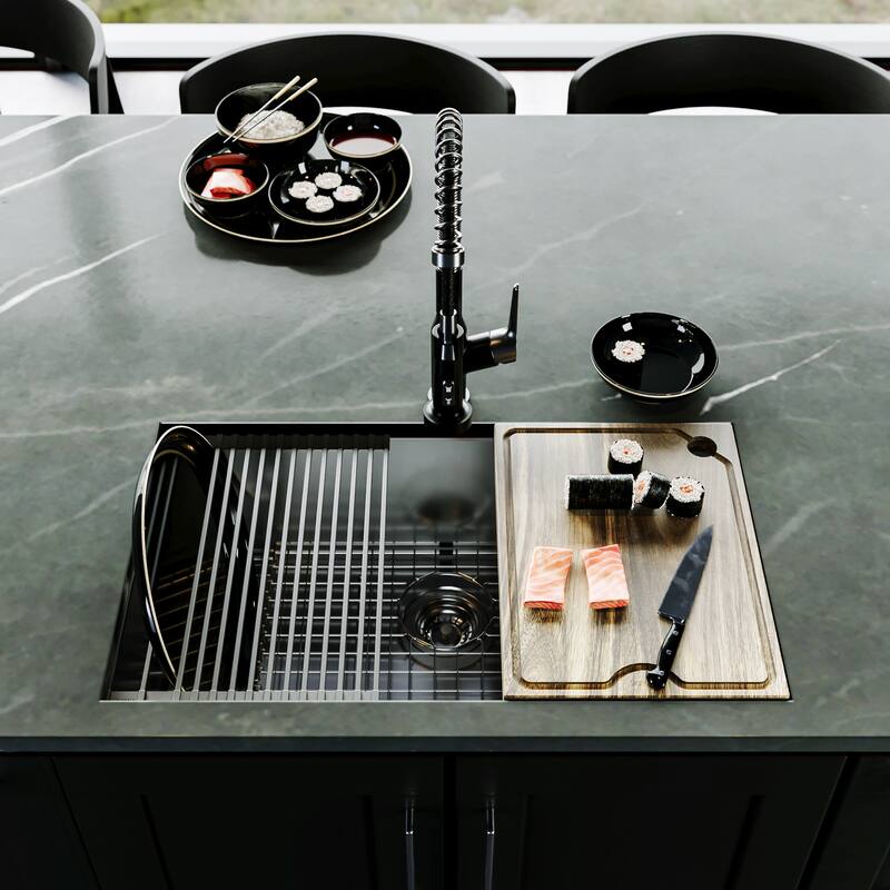 Karran Fusion Undermount 30-in x 18-in Stainless Steel Single Bowl Workstation Kitchen Sink
