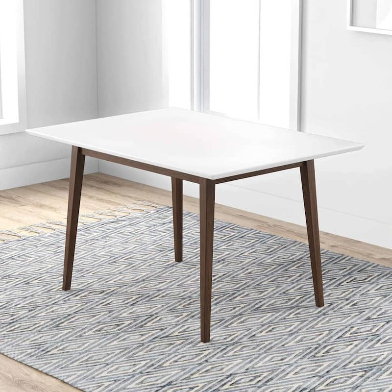 GDFStudio - Levi Modern 47" Solid Wood Rectangular Dining Table - Dark Brown,White