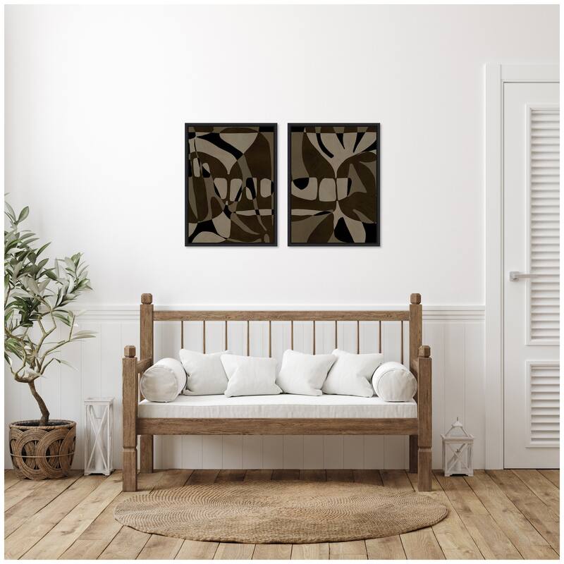 Kate and Laurel Sylvie Contour 1 and 2 Framed Canvas Art Set by Shatha Al Dafai