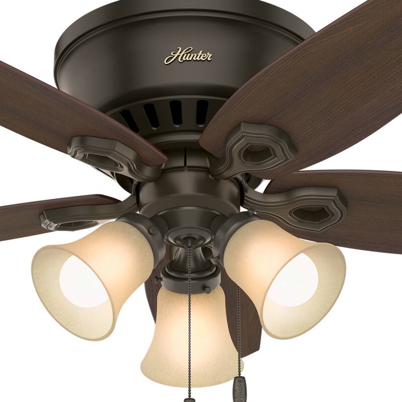 Hunter 42" Builder Low Profile Ceiling Fan with 3-Light LED Light Kit and Pull Chain