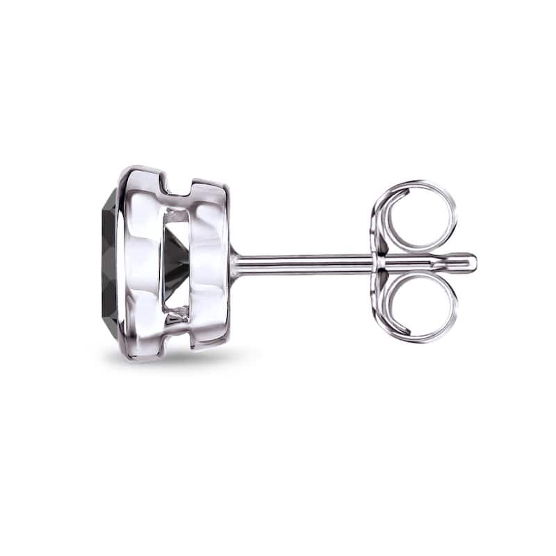 Auriya 1/2 to 4ctw Round Black Diamond Stud Earrings 14k White Gold Bezel-set