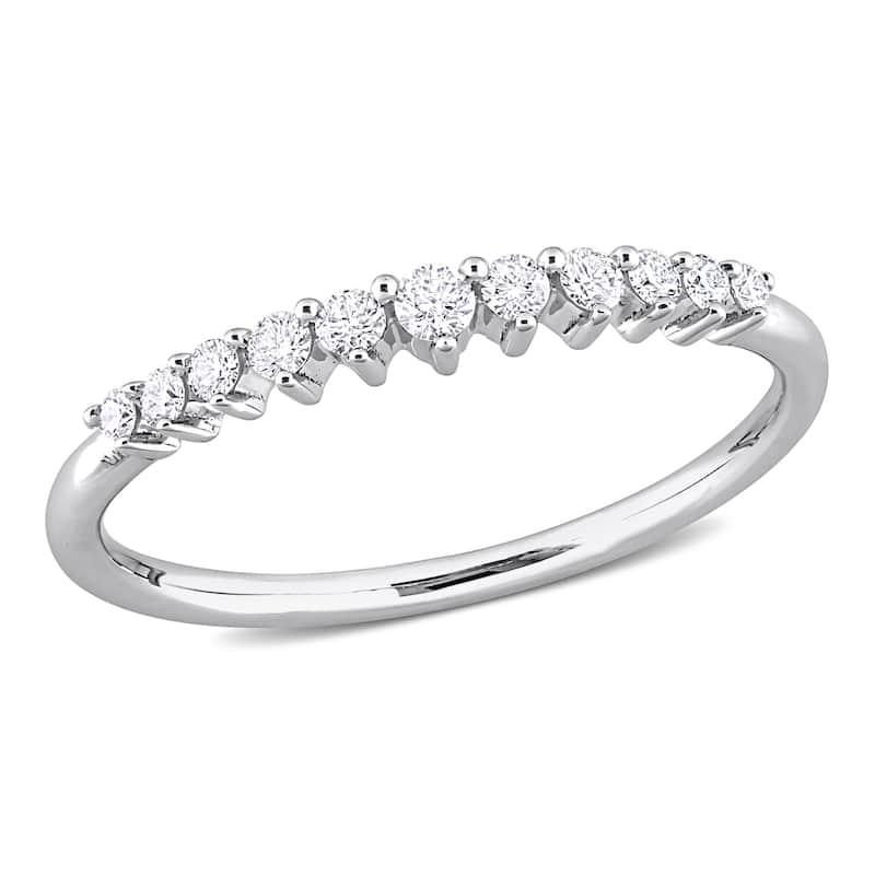 Miadora 14k White Gold 1/5ct TDW Diamond Stackable Semi-Eternity Wedding Band Ring