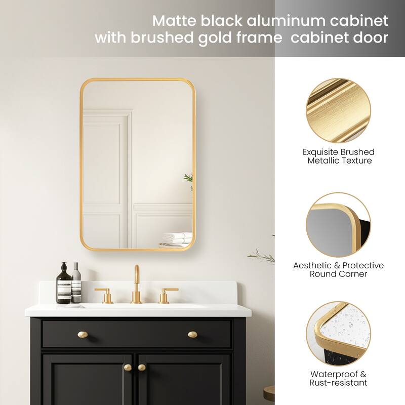 Talayuela Rectangular Aluminum Framed Medicine Cabinet with Mirror