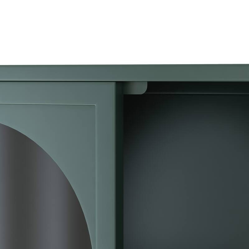 47.25" Four-door Glass Wall Cabinet Storage, Wall-mounted,Suitable for Kitchen, Living Room, Bathroom(Dark green)