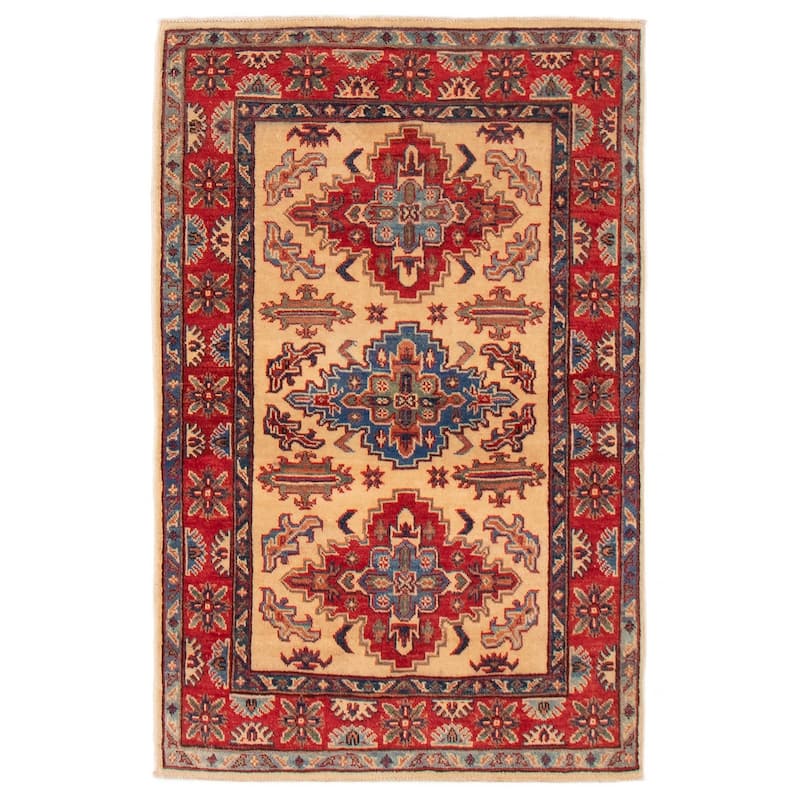 ECARPETGALLERY Hand-knotted Uzbek Ghazni Ivory Wool Rug - 3'2 x 5'0 - Ivory - 3'2 x 5'0