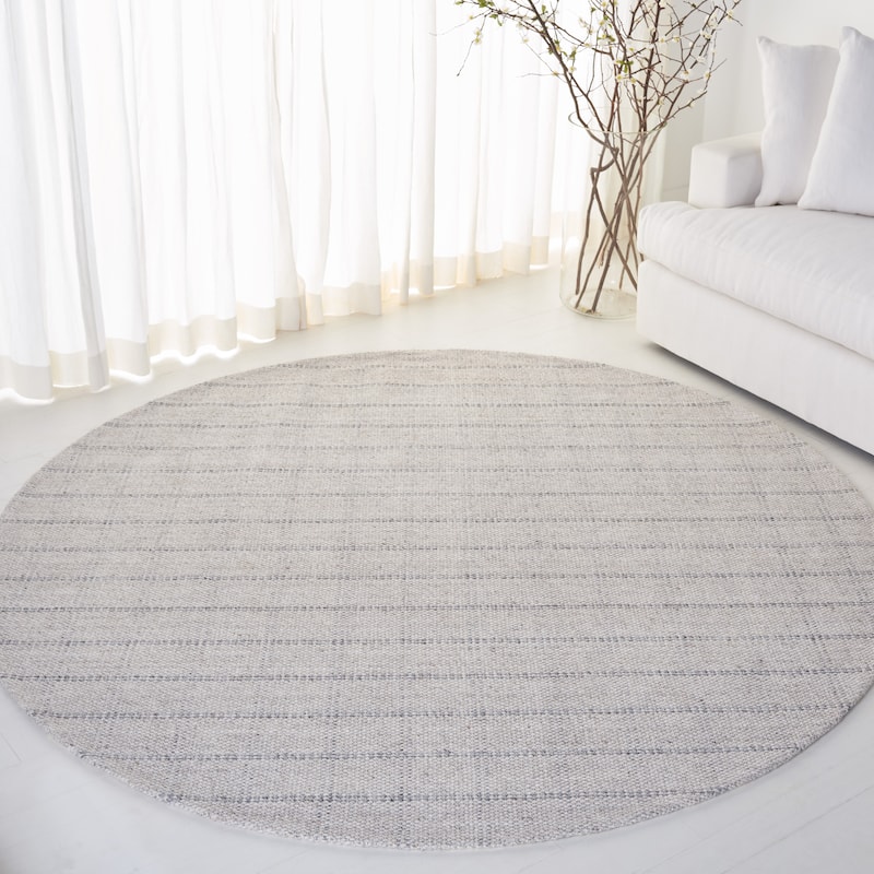 Lauren Ralph Lauren, Handmade Tamworth Check Wool Rug - 7' Round - Silver