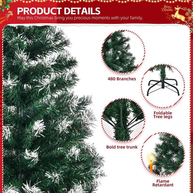 5-Foot Snow-Tipped Artificial Christmas Tree with 480 PVC Branch Tips and Metal Stand - 5 Feet
